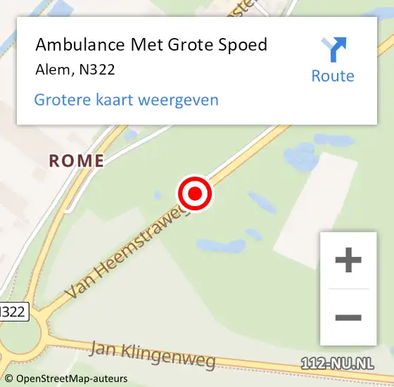 Locatie op kaart van de 112 melding: Ambulance Met Grote Spoed Naar Alem, N322 op 8 mei 2016 20:12