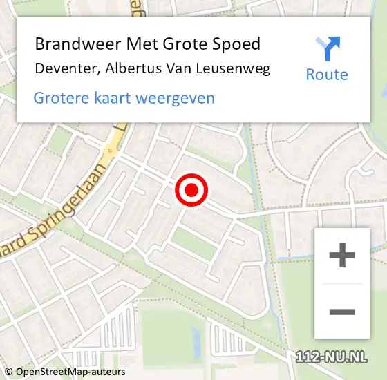 Locatie op kaart van de 112 melding: Brandweer Met Grote Spoed Naar Deventer, Albertus Van Leusenweg op 8 mei 2016 20:40