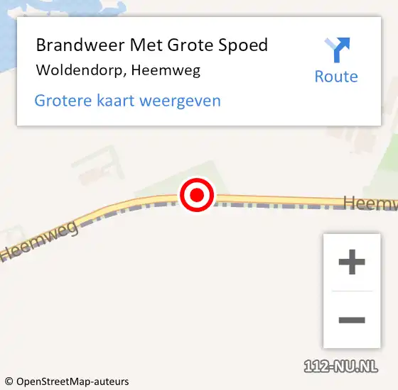 Locatie op kaart van de 112 melding: Brandweer Met Grote Spoed Naar Woldendorp, Heemweg op 8 mei 2016 22:42