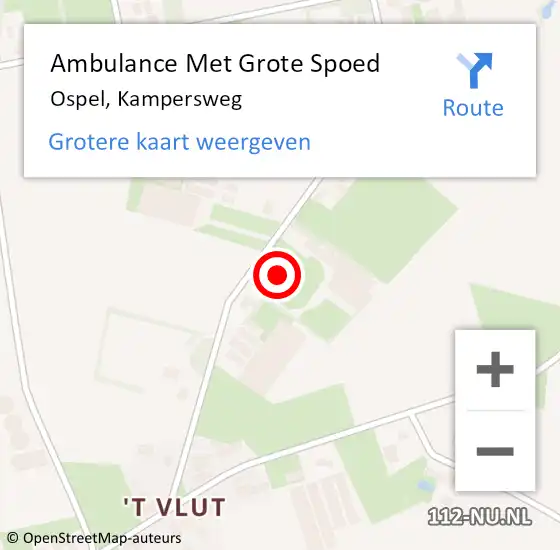 Locatie op kaart van de 112 melding: Ambulance Met Grote Spoed Naar Ospel, Kampersweg op 16 september 2013 06:44