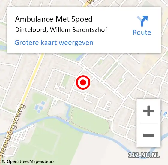 Locatie op kaart van de 112 melding: Ambulance Met Spoed Naar Dinteloord, Willem Barentszhof op 9 mei 2016 03:13