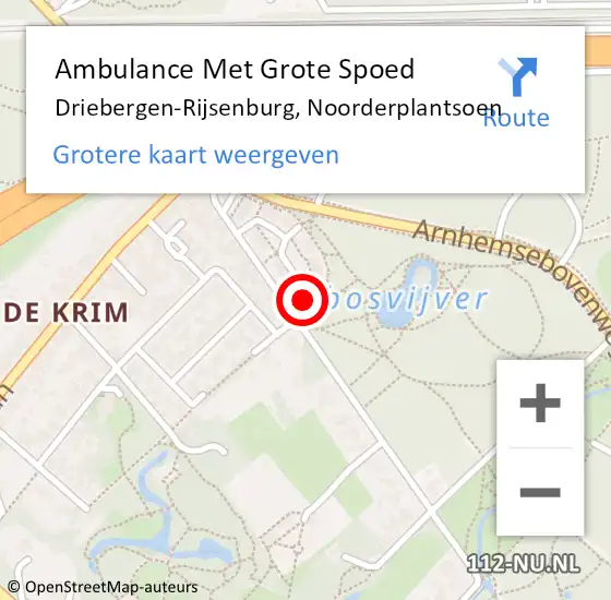 Locatie op kaart van de 112 melding: Ambulance Met Grote Spoed Naar Driebergen-Rijsenburg, Noorderplantsoen op 9 mei 2016 04:46