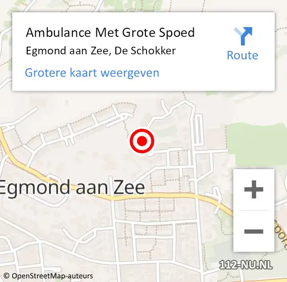 Locatie op kaart van de 112 melding: Ambulance Met Grote Spoed Naar Egmond aan Zee, De Schokker op 9 mei 2016 08:25