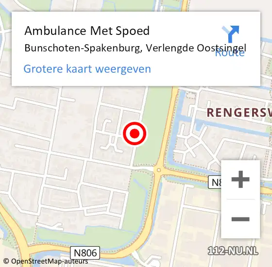 Locatie op kaart van de 112 melding: Ambulance Met Spoed Naar Bunschoten-Spakenburg, Verlengde Oostsingel op 9 mei 2016 08:44