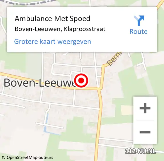 Locatie op kaart van de 112 melding: Ambulance Met Spoed Naar Boven-Leeuwen, Klaproosstraat op 9 mei 2016 08:53