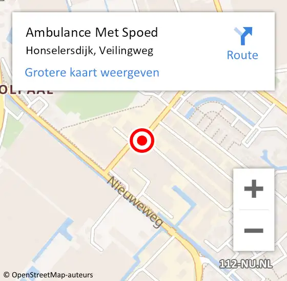 Locatie op kaart van de 112 melding: Ambulance Met Spoed Naar Honselersdijk, Veilingweg op 9 mei 2016 09:04