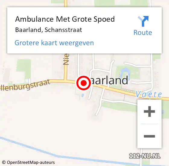 Locatie op kaart van de 112 melding: Ambulance Met Grote Spoed Naar Baarland, Schansstraat op 9 mei 2016 09:34