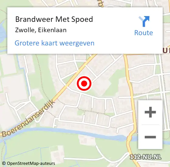 Locatie op kaart van de 112 melding: Brandweer Met Spoed Naar Zwolle, Eikenlaan op 9 mei 2016 09:52