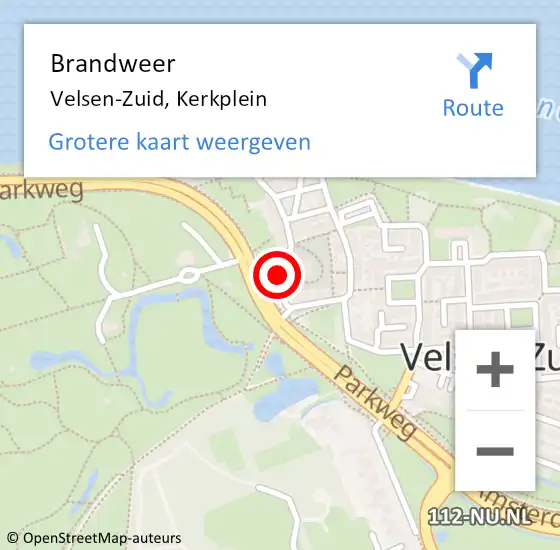 Locatie op kaart van de 112 melding: Brandweer Velsen-Zuid, Kerkplein op 9 mei 2016 10:34