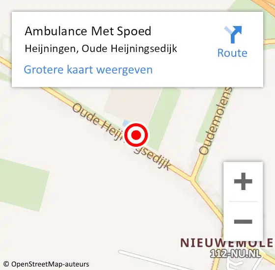 Locatie op kaart van de 112 melding: Ambulance Met Spoed Naar Heijningen, Oude Heijningsedijk op 9 mei 2016 11:23