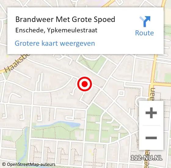 Locatie op kaart van de 112 melding: Brandweer Met Grote Spoed Naar Enschede, Ypkemeulestraat op 9 mei 2016 11:39
