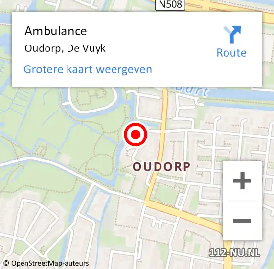 Locatie op kaart van de 112 melding: Ambulance Oudorp, De Vuyk op 9 mei 2016 12:27