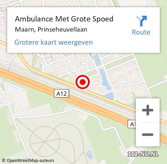 Locatie op kaart van de 112 melding: Ambulance Met Grote Spoed Naar Maarn, Prinseheuvellaan op 9 mei 2016 13:23