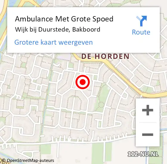 Locatie op kaart van de 112 melding: Ambulance Met Grote Spoed Naar Wijk bij Duurstede, Bakboord op 9 mei 2016 13:24