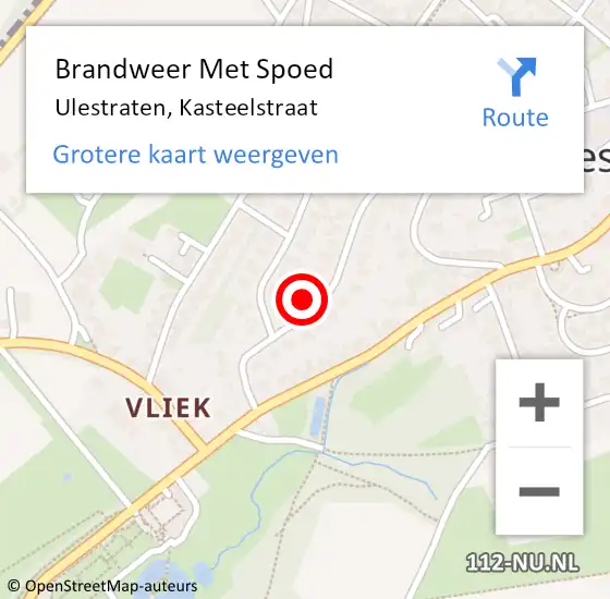 Locatie op kaart van de 112 melding: Brandweer Met Spoed Naar Ulestraten, Kasteelstraat op 9 mei 2016 13:26