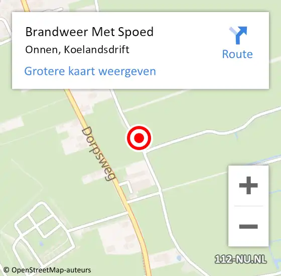 Locatie op kaart van de 112 melding: Brandweer Met Spoed Naar Onnen, Koelandsdrift op 9 mei 2016 13:38