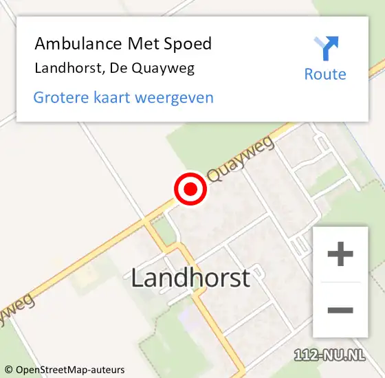 Locatie op kaart van de 112 melding: Ambulance Met Spoed Naar Landhorst, De Quayweg op 9 mei 2016 14:36