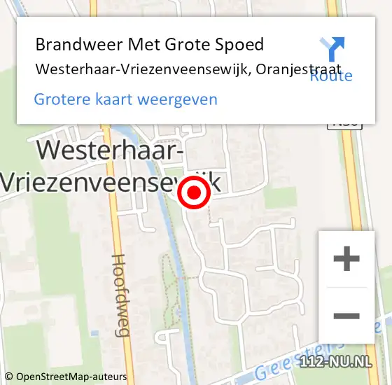 Locatie op kaart van de 112 melding: Brandweer Met Grote Spoed Naar Westerhaar-Vriezenveensewijk, Oranjestraat op 9 mei 2016 14:56