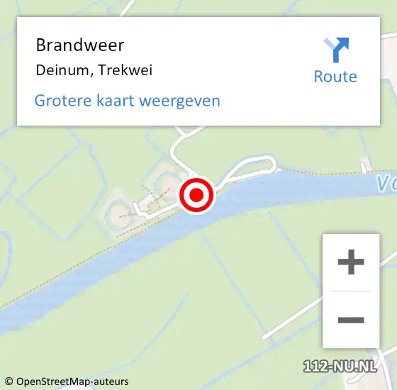 Locatie op kaart van de 112 melding: Brandweer Deinum, Trekwei op 9 mei 2016 15:12