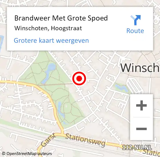 Locatie op kaart van de 112 melding: Brandweer Met Grote Spoed Naar Winschoten, Hoogstraat op 9 mei 2016 15:37