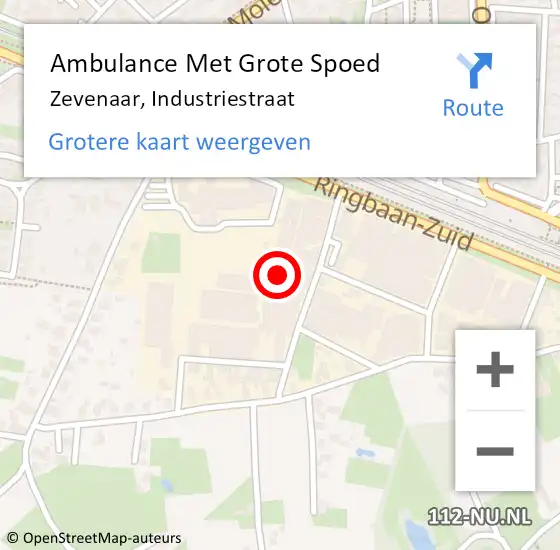 Locatie op kaart van de 112 melding: Ambulance Met Grote Spoed Naar Zevenaar, Industriestraat op 9 mei 2016 15:37