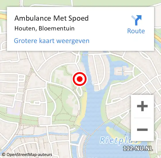 Locatie op kaart van de 112 melding: Ambulance Met Spoed Naar Houten, Bloementuin op 9 mei 2016 15:41