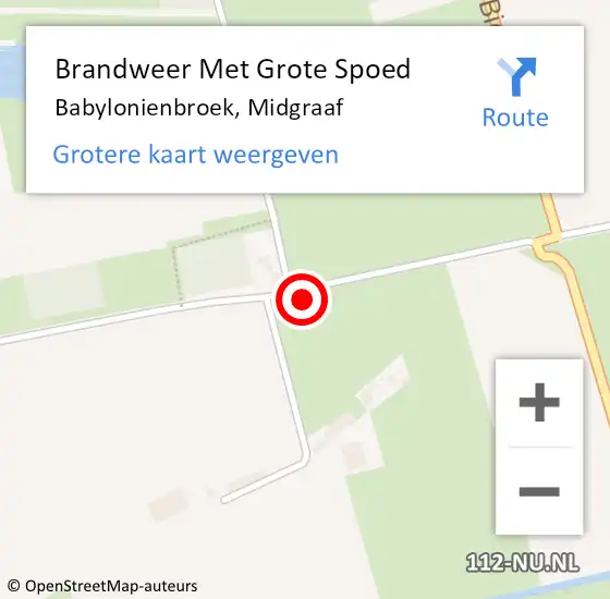 Locatie op kaart van de 112 melding: Brandweer Met Grote Spoed Naar Babylonienbroek, Midgraaf op 9 mei 2016 16:02