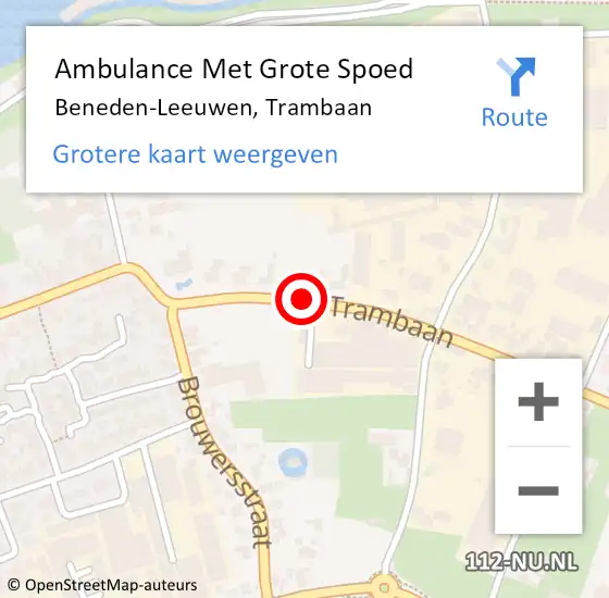 Locatie op kaart van de 112 melding: Ambulance Met Grote Spoed Naar Beneden-Leeuwen, Trambaan op 9 mei 2016 16:14