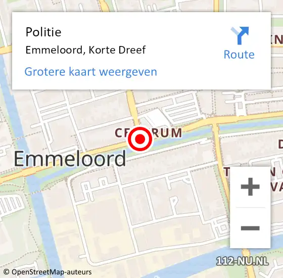 Locatie op kaart van de 112 melding: Politie Emmeloord, Korte Dreef op 9 mei 2016 16:42