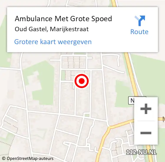 Locatie op kaart van de 112 melding: Ambulance Met Grote Spoed Naar Oud Gastel, Marijkestraat op 9 mei 2016 16:44