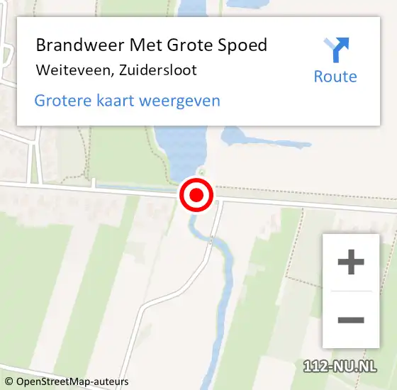 Locatie op kaart van de 112 melding: Brandweer Met Grote Spoed Naar Weiteveen, Zuidersloot op 9 mei 2016 16:52