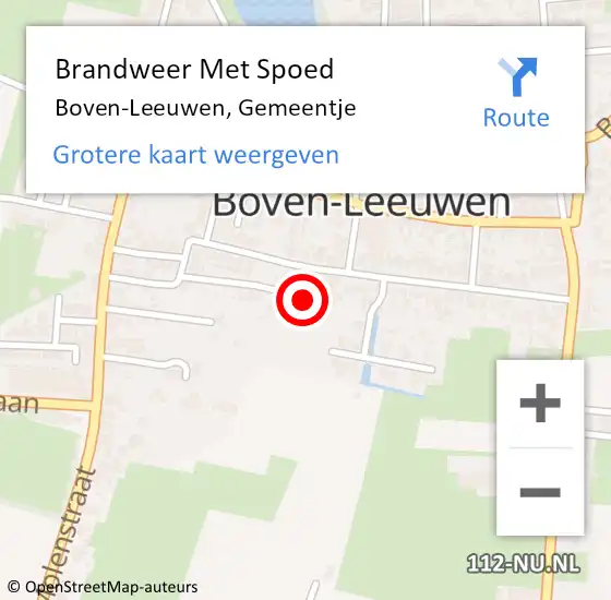 Locatie op kaart van de 112 melding: Brandweer Met Spoed Naar Boven-Leeuwen, Gemeentje op 9 mei 2016 16:54