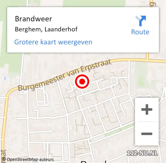 Locatie op kaart van de 112 melding: Brandweer Berghem, Laanderhof op 9 mei 2016 17:12