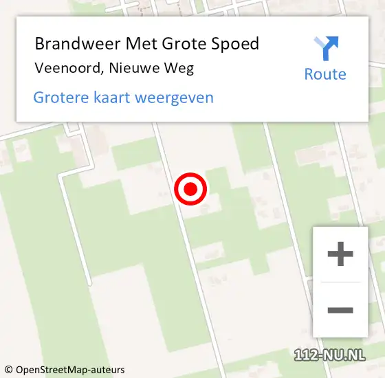 Locatie op kaart van de 112 melding: Brandweer Met Grote Spoed Naar Veenoord, Nieuwe Weg op 9 mei 2016 17:14