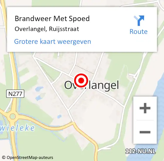 Locatie op kaart van de 112 melding: Brandweer Met Spoed Naar Overlangel, Ruijsstraat op 9 mei 2016 17:14