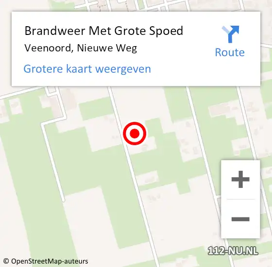 Locatie op kaart van de 112 melding: Brandweer Met Grote Spoed Naar Veenoord, Nieuwe Weg op 9 mei 2016 17:17