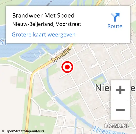 Locatie op kaart van de 112 melding: Brandweer Met Spoed Naar Nieuw-Beijerland, Voorstraat op 9 mei 2016 17:19