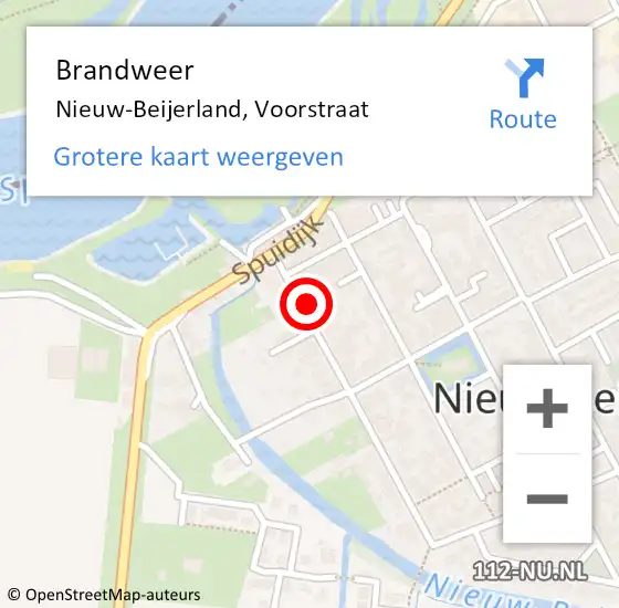 Locatie op kaart van de 112 melding: Brandweer Nieuw-Beijerland, Voorstraat op 9 mei 2016 17:25