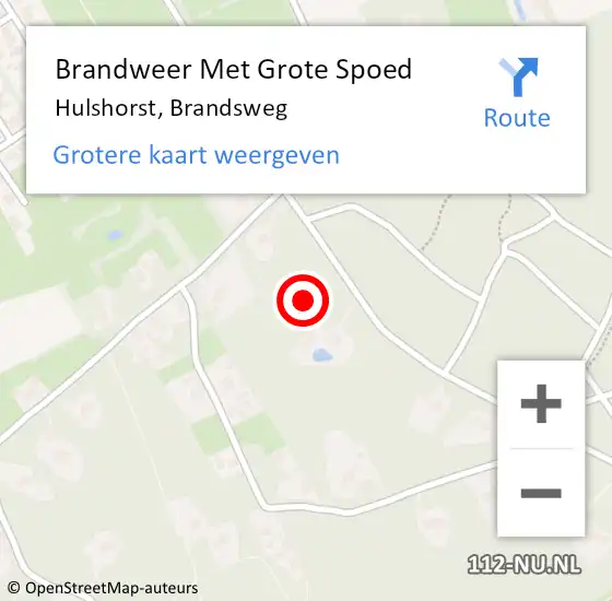 Locatie op kaart van de 112 melding: Brandweer Met Grote Spoed Naar Hulshorst, Brandsweg op 9 mei 2016 17:55