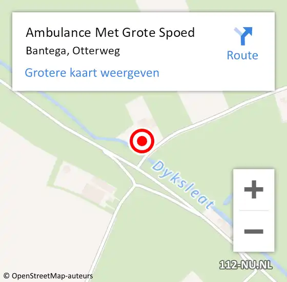 Locatie op kaart van de 112 melding: Ambulance Met Grote Spoed Naar Bantega, Otterweg op 9 mei 2016 18:10