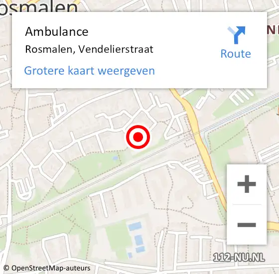 Locatie op kaart van de 112 melding: Ambulance Rosmalen, Vendelierstraat op 9 mei 2016 18:11