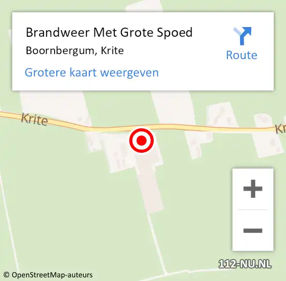 Locatie op kaart van de 112 melding: Brandweer Met Grote Spoed Naar Boornbergum, Krite op 9 mei 2016 18:17