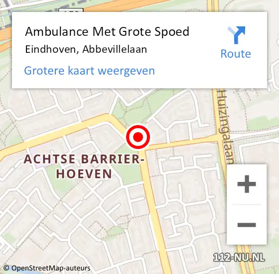 Locatie op kaart van de 112 melding: Ambulance Met Grote Spoed Naar Eindhoven, Abbevillelaan op 9 mei 2016 19:08