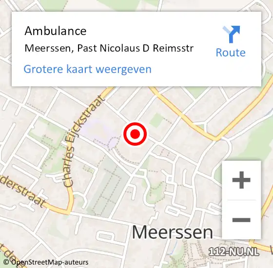 Locatie op kaart van de 112 melding: Ambulance Meerssen, Past Nicolaus D Reimsstr op 14 december 2013 13:27