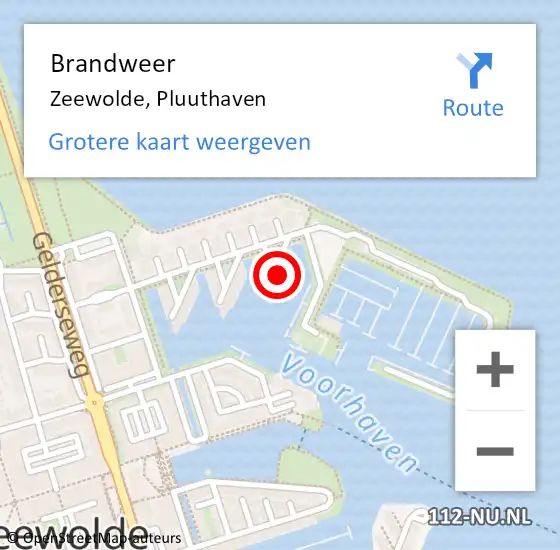 Locatie op kaart van de 112 melding: Brandweer Zeewolde, Pluuthaven op 9 mei 2016 19:43