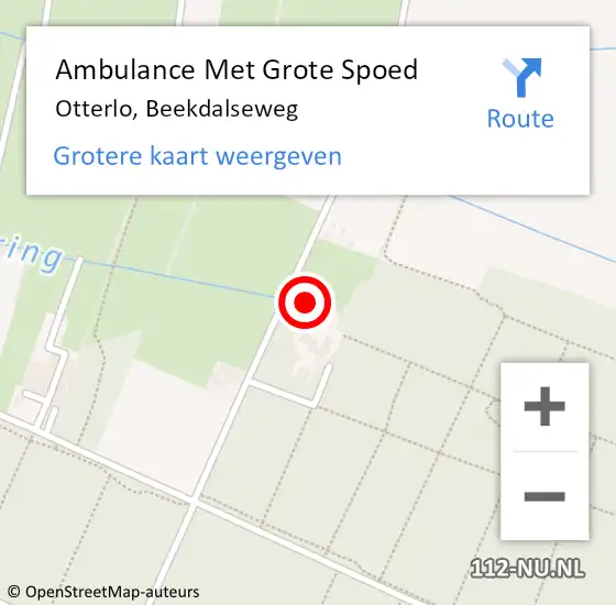 Locatie op kaart van de 112 melding: Ambulance Met Grote Spoed Naar Otterlo, Beekdalseweg op 9 mei 2016 19:50