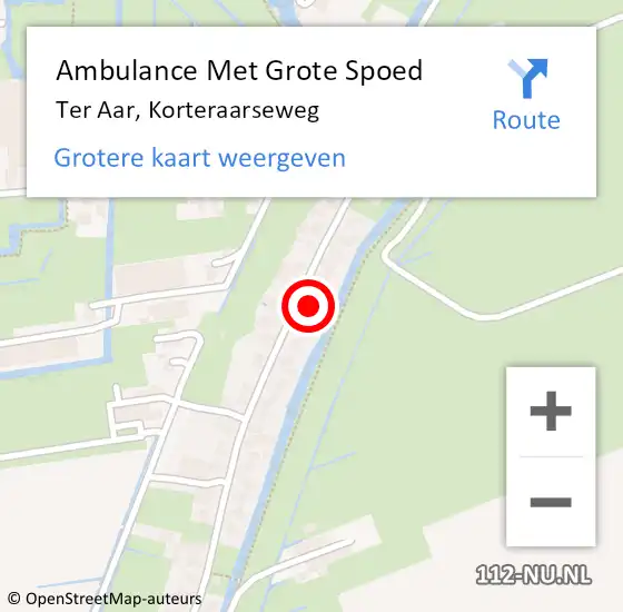 Locatie op kaart van de 112 melding: Ambulance Met Grote Spoed Naar Ter Aar, Korteraarseweg op 9 mei 2016 20:16