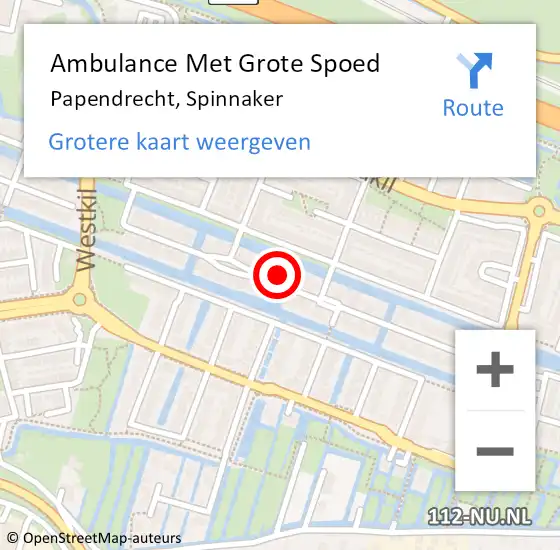 Locatie op kaart van de 112 melding: Ambulance Met Grote Spoed Naar Papendrecht, Spinnaker op 9 mei 2016 20:20