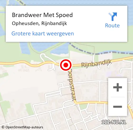 Locatie op kaart van de 112 melding: Brandweer Met Spoed Naar Opheusden, Rijnbandijk op 9 mei 2016 20:30