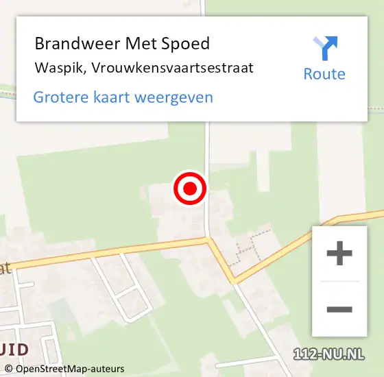 Locatie op kaart van de 112 melding: Brandweer Met Spoed Naar Waspik, Vrouwkensvaartsestraat op 9 mei 2016 21:39